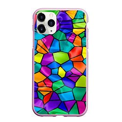 Чехол iPhone 11 Pro матовый Разноцветная мозаика, цвет: 3D-розовый
