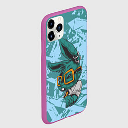 Чехол iPhone 11 Pro матовый Крутой заяц в очках, цвет: 3D-фиолетовый — фото 2