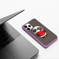 Чехол iPhone 11 Pro матовый Панда с сердечком, цвет: 3D-фиолетовый — фото 2