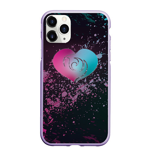 Чехол iPhone 11 Pro матовый Микс сердец / 3D-Светло-сиреневый – фото 1