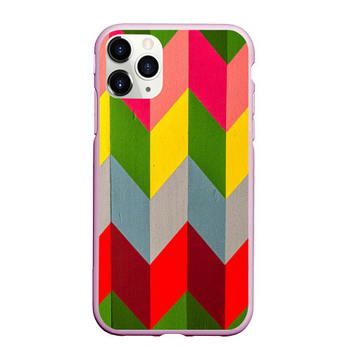 Чехол iPhone 11 Pro матовый Разноцветный ромбический абстрактный паттерн / 3D-Розовый – фото 1