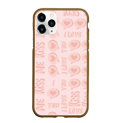 Чехол iPhone 11 Pro матовый Kiss me and I love you, цвет: 3D-коричневый