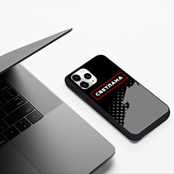 Чехол iPhone 11 Pro матовый Светлана - в красной рамке на темном, цвет: 3D-черный — фото 2