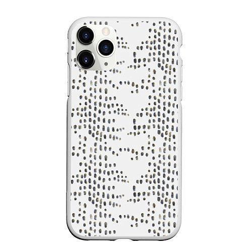 Чехол iPhone 11 Pro матовый Паттерн с акварельными каплями / 3D-Белый – фото 1