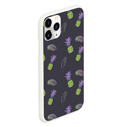 Чехол iPhone 11 Pro матовый Паттерн с ананасами, цвет: 3D-белый — фото 2