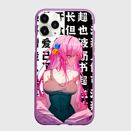 Чехол iPhone 11 Pro матовый Bocchi the rock аниме / 3D-Фиолетовый – фото 1