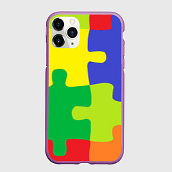 Чехол iPhone 11 Pro матовый Пазлы разноцветные