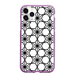 Чехол iPhone 11 Pro матовый Чёрно-белый абстрактный паттерн из звёзд, цвет: 3D-фиолетовый