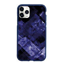 Чехол iPhone 11 Pro матовый Синие, чёрные и белые полоски, цвет: 3D-тёмно-синий