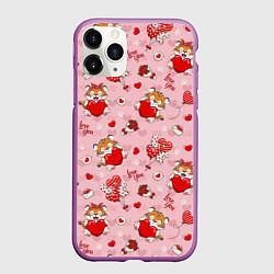 Чехол iPhone 11 Pro матовый Влюбленные тигрята, цвет: 3D-фиолетовый