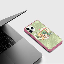 Чехол iPhone 11 Pro матовый Мистер Влюбленный динозавр, цвет: 3D-малиновый — фото 2