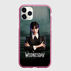 Чехол iPhone 11 Pro матовый Уэнсдэй пустой лес, цвет: 3D-малиновый