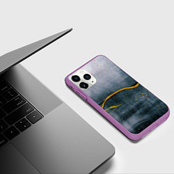 Чехол iPhone 11 Pro матовый Серо-светлый абстрактный туман и краски, цвет: 3D-фиолетовый — фото 2