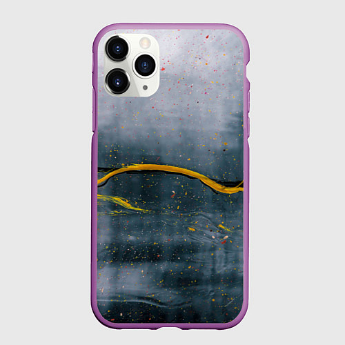 Чехол iPhone 11 Pro матовый Серо-светлый абстрактный туман и краски / 3D-Фиолетовый – фото 1