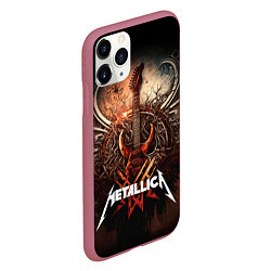 Чехол iPhone 11 Pro матовый Metallica гитара и логотип, цвет: 3D-малиновый — фото 2