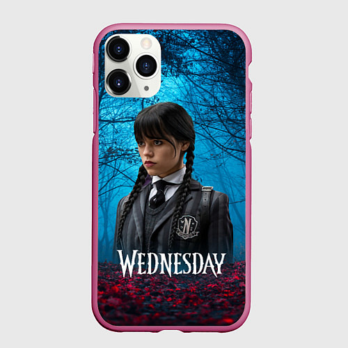Чехол iPhone 11 Pro матовый Wednesday таинственный лес / 3D-Малиновый – фото 1