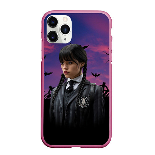 Чехол iPhone 11 Pro матовый Wednesday Addams / 3D-Малиновый – фото 1