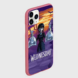 Чехол iPhone 11 Pro матовый Уэнсдэй с пираньями, цвет: 3D-малиновый — фото 2