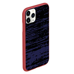 Чехол iPhone 11 Pro матовый Синие кляксы на чёрном, цвет: 3D-красный — фото 2