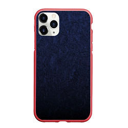 Чехол iPhone 11 Pro матовый Тёмно-синие разводы, цвет: 3D-красный