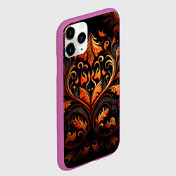 Чехол iPhone 11 Pro матовый Огненные узоры, цвет: 3D-фиолетовый — фото 2
