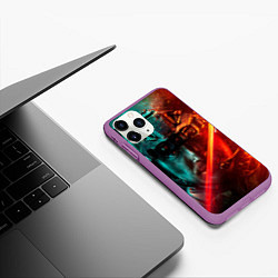 Чехол iPhone 11 Pro матовый Боец на войне, цвет: 3D-фиолетовый — фото 2