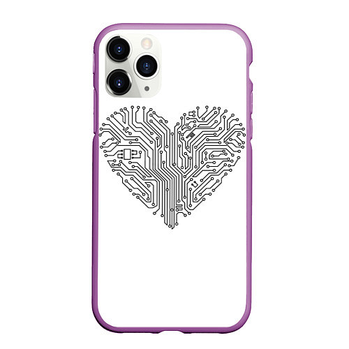 Чехол iPhone 11 Pro матовый Heart neurons / 3D-Фиолетовый – фото 1