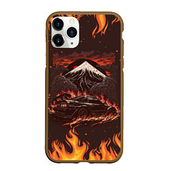 Чехол iPhone 11 Pro матовый Nissan Skyline in fire, цвет: 3D-коричневый