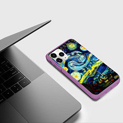 Чехол iPhone 11 Pro матовый Винсент ван Гог, звездная ночь, цвет: 3D-фиолетовый — фото 2