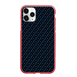 Чехол iPhone 11 Pro матовый Ромбики синие, цвет: 3D-красный