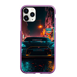Чехол iPhone 11 Pro матовый GTR в ночном городе, цвет: 3D-фиолетовый
