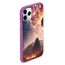 Чехол iPhone 11 Pro матовый Млечный Путь, как небесное творение над ландшафтом, цвет: 3D-фиолетовый — фото 2