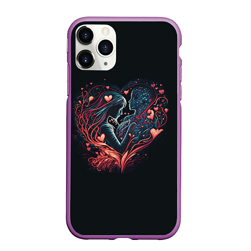 Чехол iPhone 11 Pro матовый Возлюбленные навсегда / 3D-Фиолетовый – фото 1