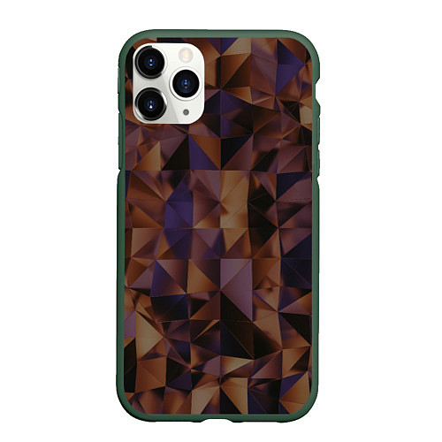 Чехол iPhone 11 Pro матовый Стеклянная тёмная геометрическая текстура / 3D-Темно-зеленый – фото 1
