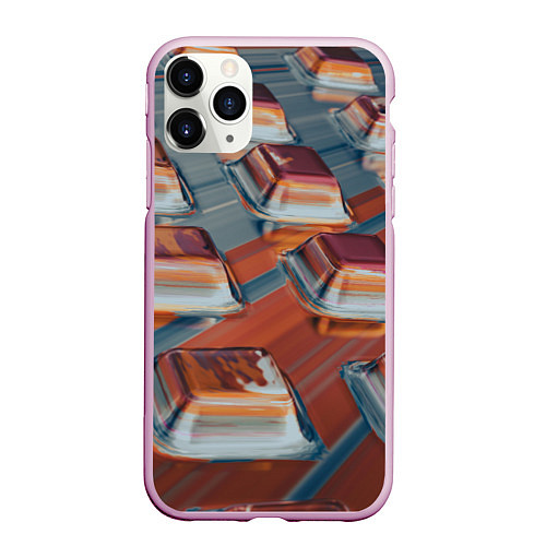 Чехол iPhone 11 Pro матовый Абстрактная текучие металлические прямоугольники / 3D-Розовый – фото 1