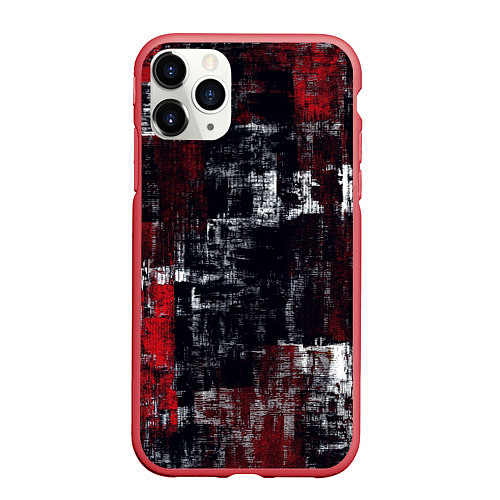 Чехол iPhone 11 Pro матовый Абстракт красный на чёрном / 3D-Красный – фото 1