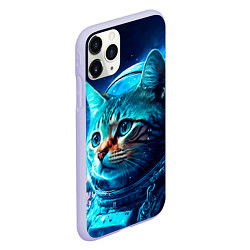 Чехол iPhone 11 Pro матовый Кот космонавт и звезды, цвет: 3D-светло-сиреневый — фото 2