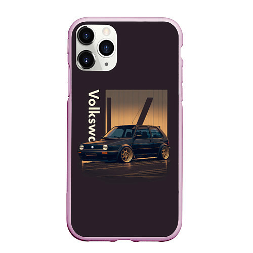 Чехол iPhone 11 Pro матовый Volkswagen Golf class / 3D-Розовый – фото 1