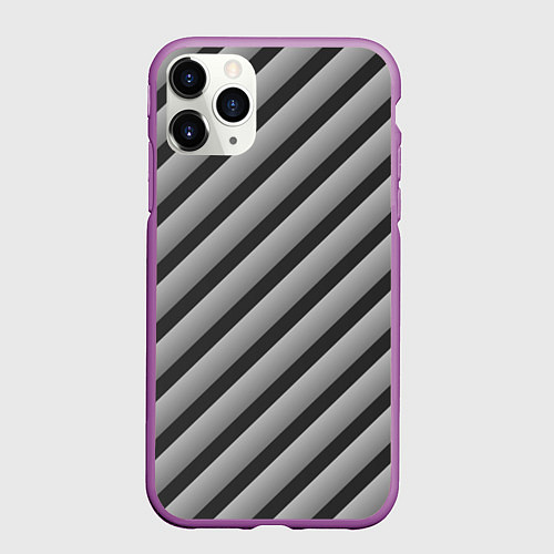 Чехол iPhone 11 Pro матовый Полоса объемная / 3D-Фиолетовый – фото 1