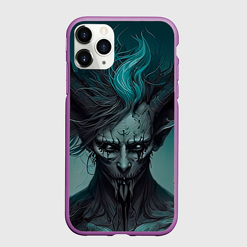 Чехол iPhone 11 Pro матовый Демон леса / 3D-Фиолетовый – фото 1