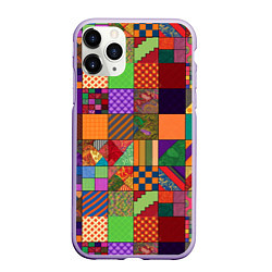 Чехол iPhone 11 Pro матовый Разноцветные лоскуты от нейросети, цвет: 3D-светло-сиреневый