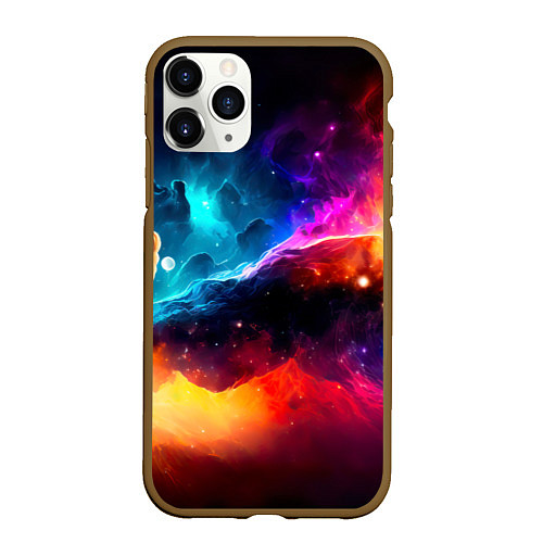 Чехол iPhone 11 Pro матовый Космос, созданный нейросетью / 3D-Коричневый – фото 1