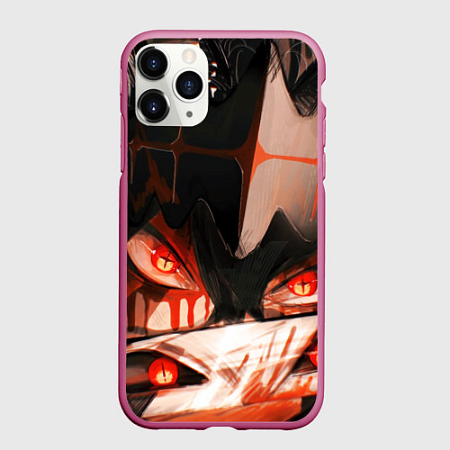 Чехол iPhone 11 Pro матовый Аста и его демон - Черный клевер / 3D-Малиновый – фото 1