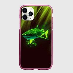 Чехол iPhone 11 Pro матовый Хищная акула, цвет: 3D-малиновый