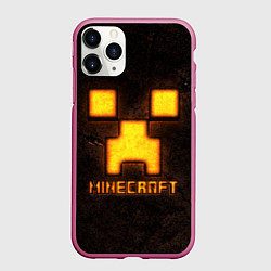 Чехол iPhone 11 Pro матовый Minecraft lava, цвет: 3D-малиновый