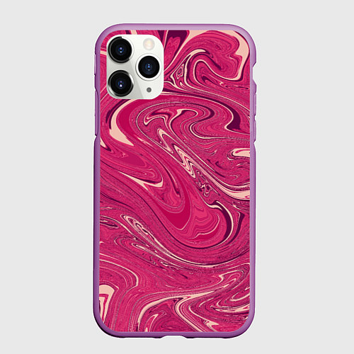 Чехол iPhone 11 Pro матовый Яркая волна / 3D-Фиолетовый – фото 1