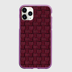 Чехол iPhone 11 Pro матовый Паттерн из красных линий, цвет: 3D-фиолетовый