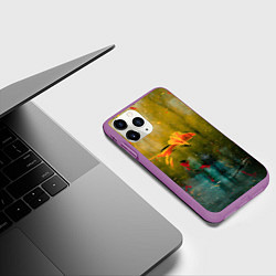 Чехол iPhone 11 Pro матовый Весенне-осенний жёлтый туман и краски, цвет: 3D-фиолетовый — фото 2
