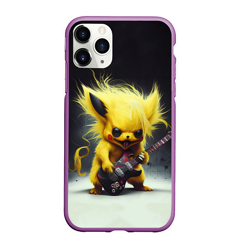 Чехол iPhone 11 Pro матовый Rocker Pikachu / 3D-Фиолетовый – фото 1