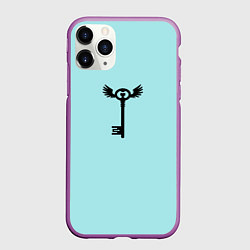 Чехол iPhone 11 Pro матовый Ключик к замочку голубой